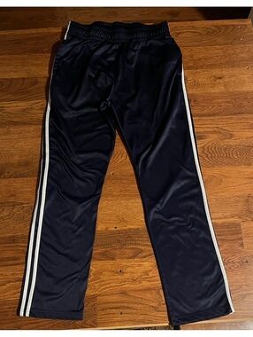 Victory Men's Navy Track Pants with White Side Stripes, Size